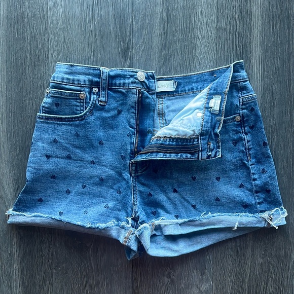 Madewell High Rise Heart Print Denim Shorts ✧ Size 27 - Picture 5 of 7